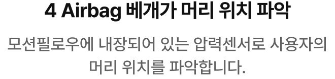 모션필로우에 내장되어 있는 압력센서로 사용자의 머리 위치를 파악합니다.